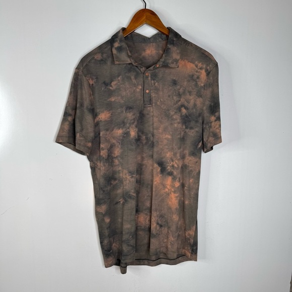 Lululemon Evolution Short Sleeve Polo Diamond Dye Sedona Sunset Graphite Grey - Picture 3 of 7